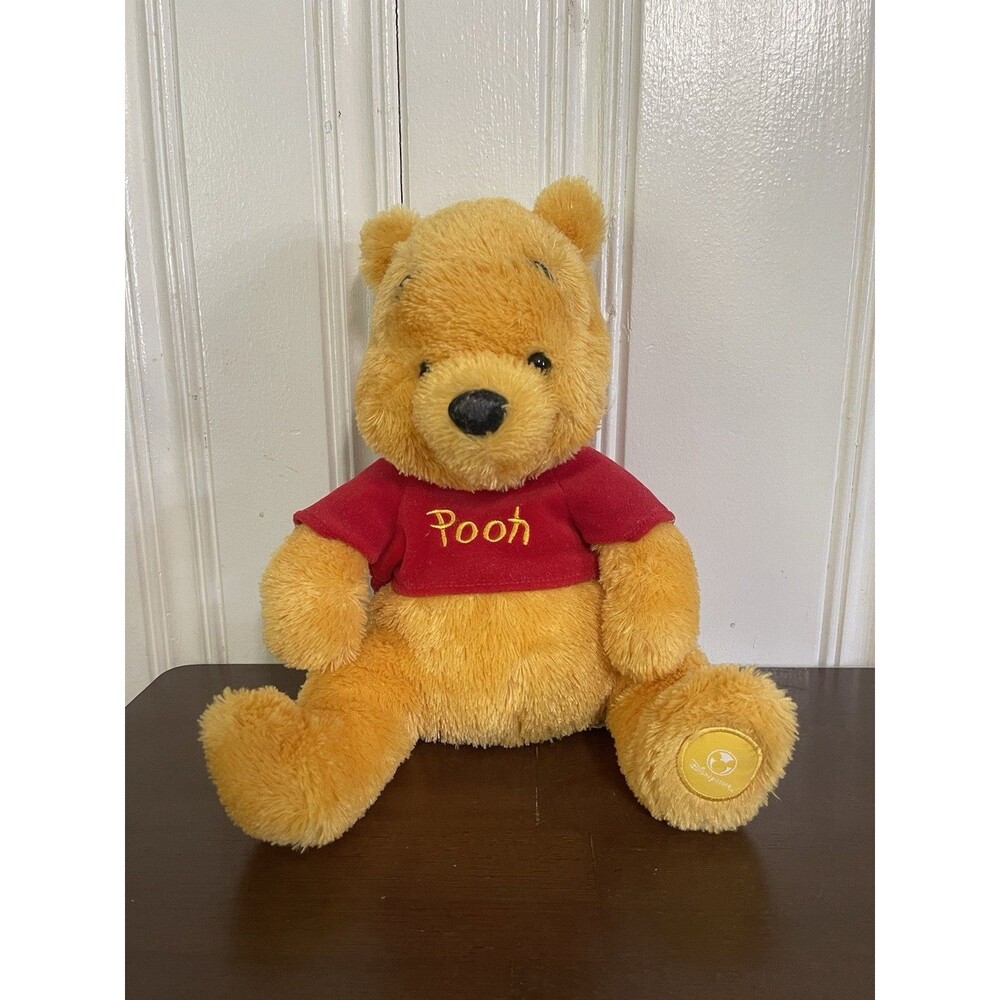 Vintage Disney Store Winnie the Pooh Plush Golden Yellow Fur With Red Shirt
